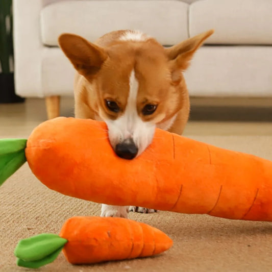 Carrot Dog Toy – Chew, Play, and Snuggle