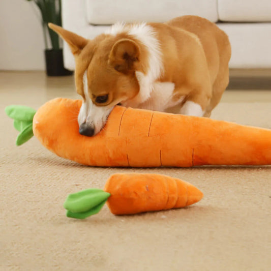 Carrot Dog Toy – Chew, Play, and Snuggle